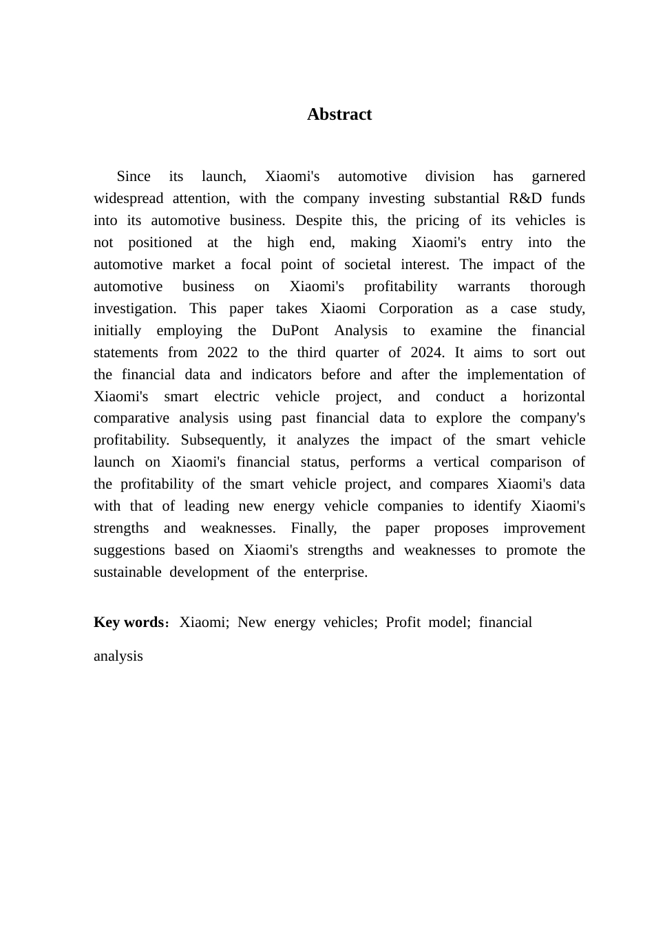 25年CH会计学 关键词：小米；新能源汽车；盈利模式；财务分析终稿-约10496字符.docx_第2页