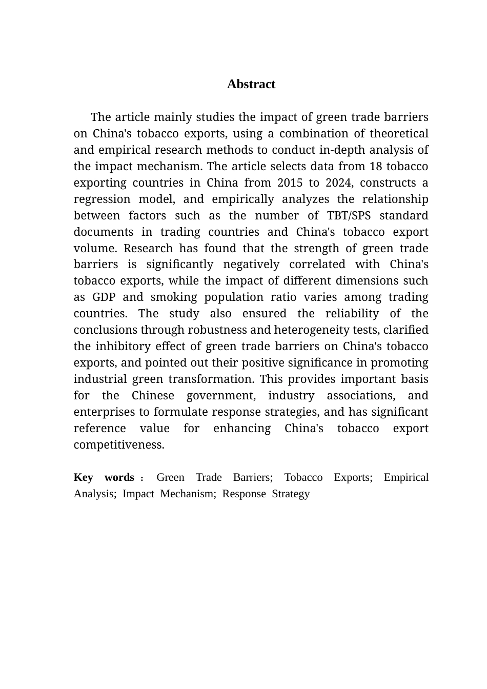 25年CH国际经济与贸易 绿色贸易壁垒对我国烟草出口的影响分析终稿-约17217字符.docx_第3页
