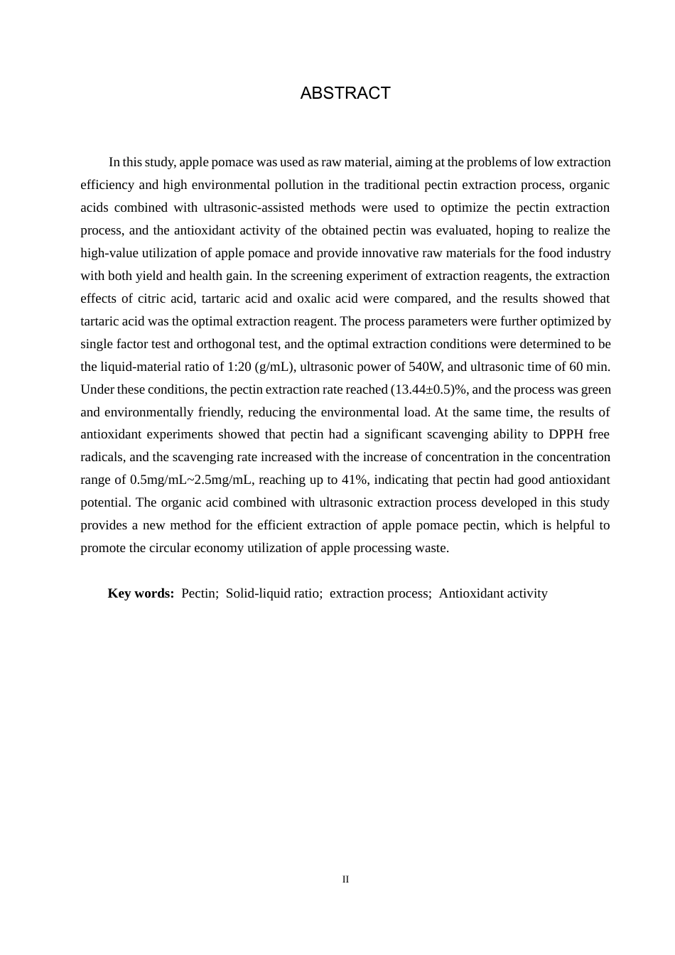 25年CH食品质量与安全-苹果渣中果胶提取工艺优化及其抗氧化活性研究终稿-约11411字符.docx_第2页