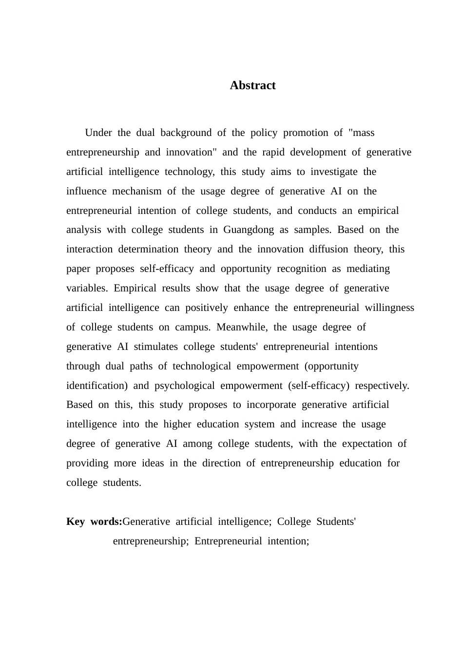 25年CH工商管理 生成式人工智能的使用程度对在校大学生创业意愿的影响-以广东大学生为例（改）终稿-约13573字符.docx_第3页