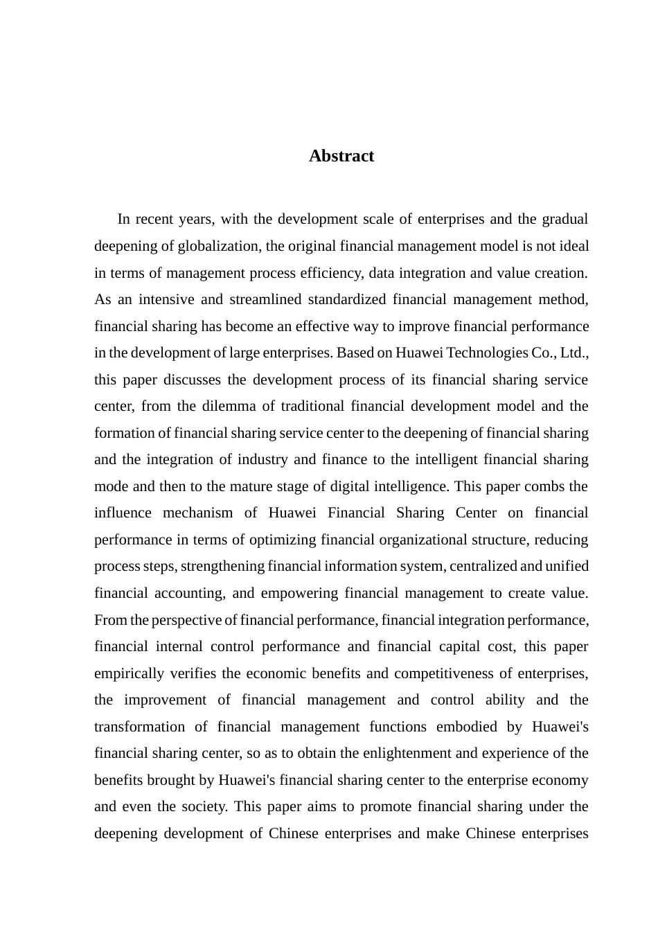25年CH会计学英语 财务共享对企业财务绩效的影响研究_以华为技术有限公司为例公司-约32032字符.docx_第4页