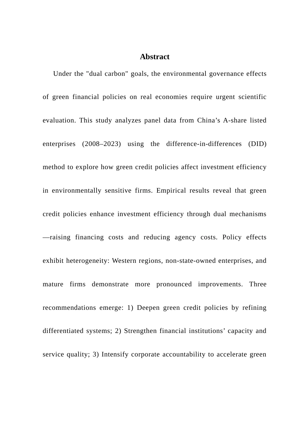 25年CH金融学 关键词：绿色信贷政策；投资效率；双重差分模型终稿-约14317字符.docx_第2页
