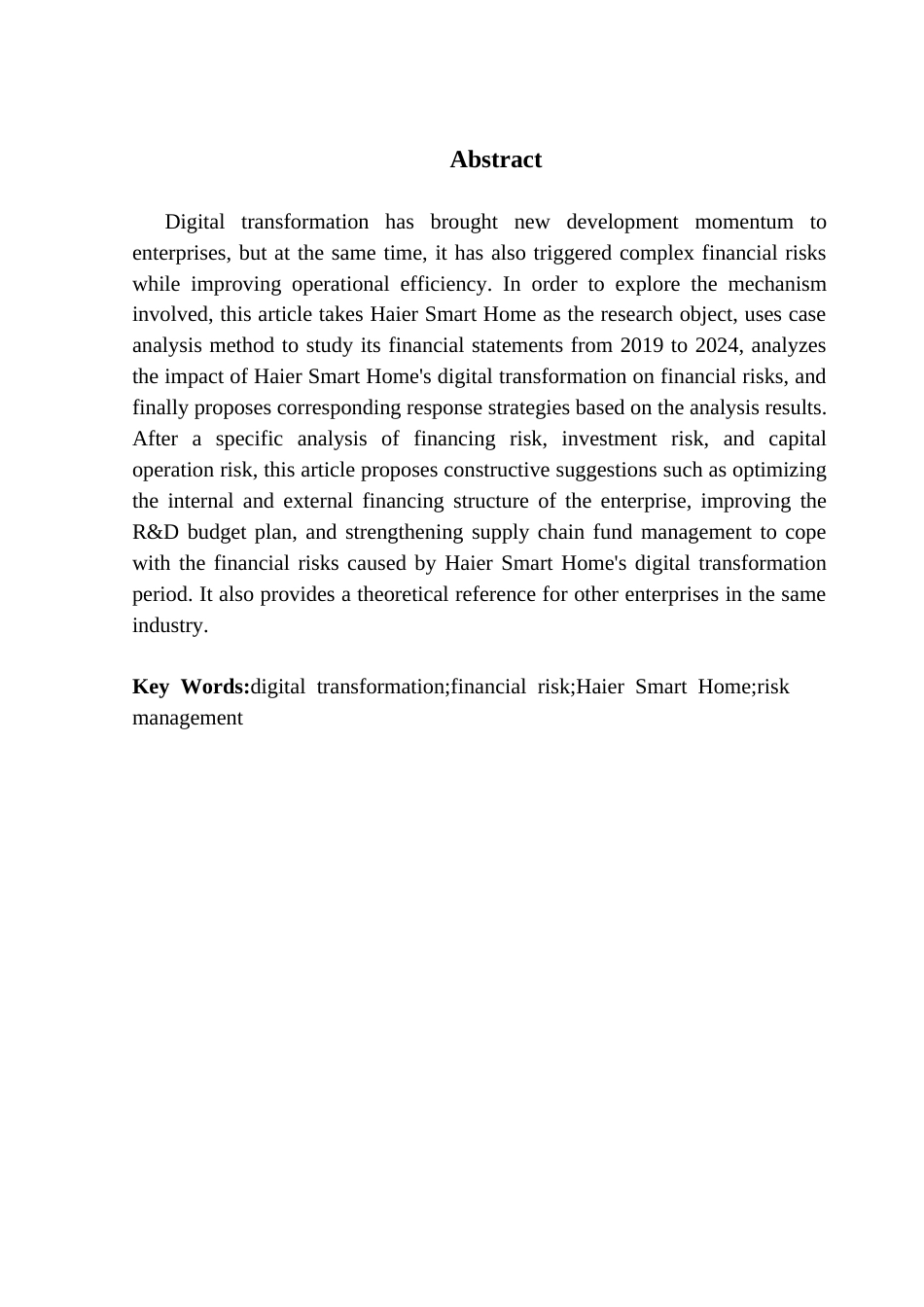 25年CH会计学 关键词：数字化转型；财务风险；海尔智家；风险管理终稿-约19418字符.docx_第2页
