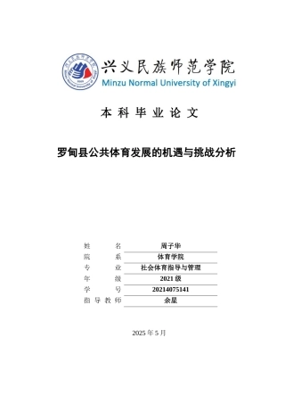 25年CH社会体育指导与管理 罗甸县公共体育发展的机遇与挑战分析(终)-约14217字符.docx