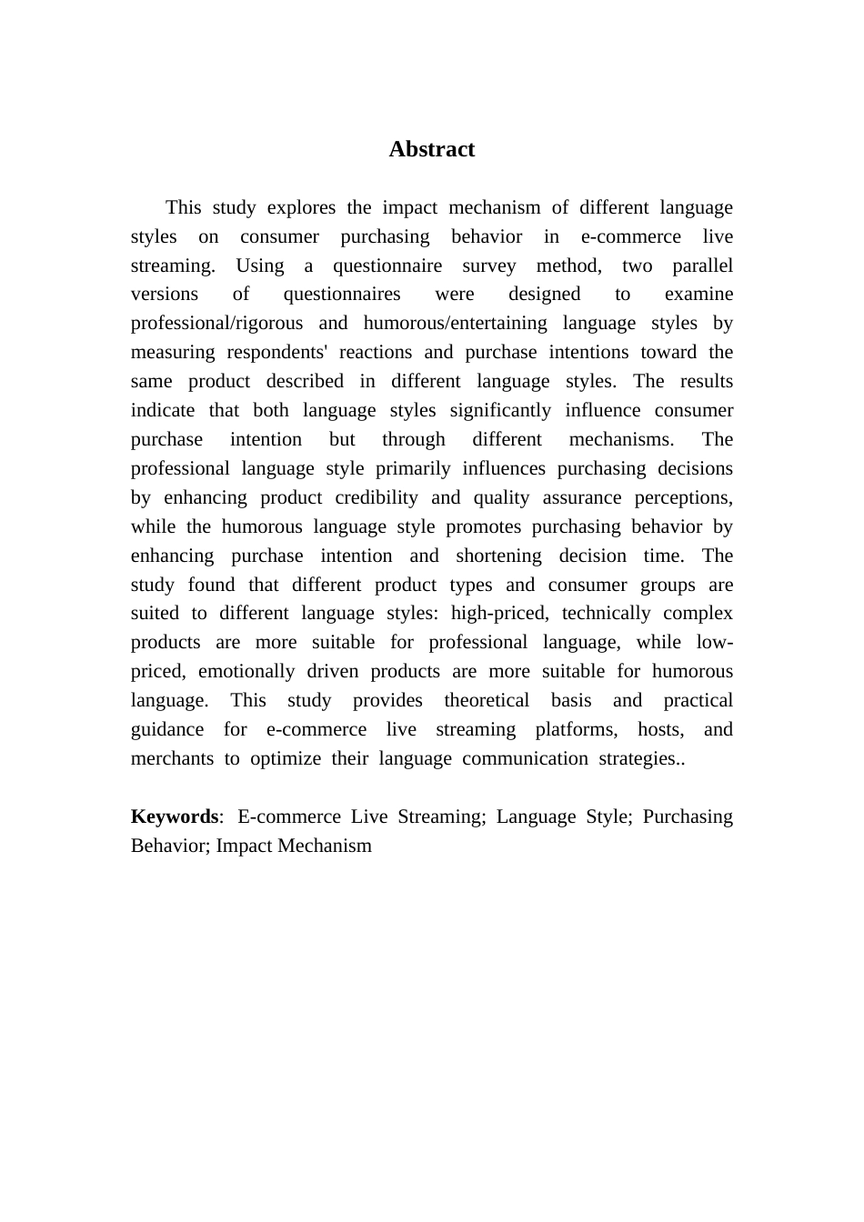 25年CH市场营销 关键词：电商直播；语言风格；购买行为；影响机制最终稿-约19014字符.docx_第2页