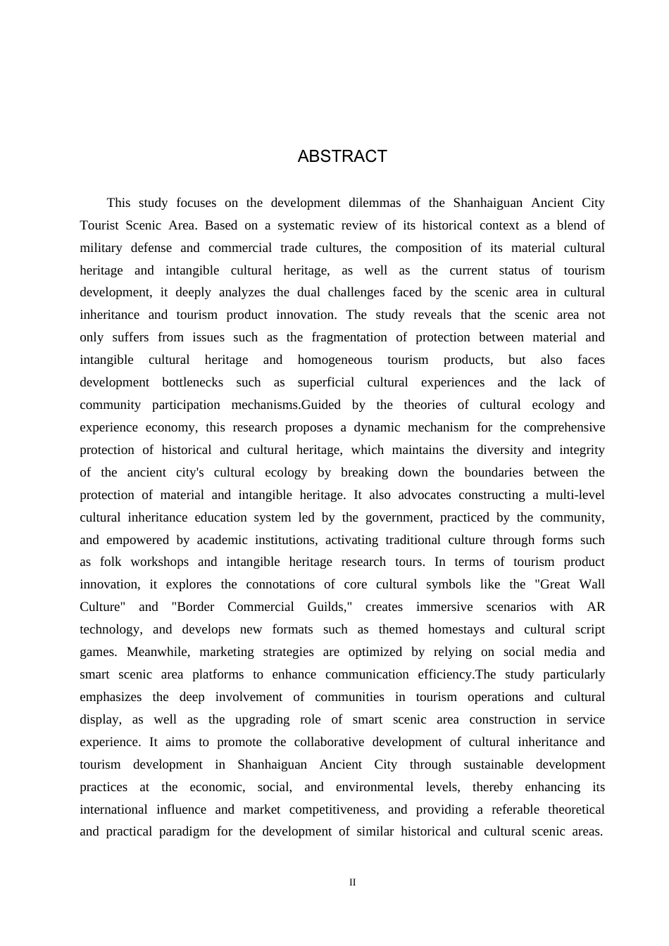 25年CH旅游管理与服务教育-山海关古城旅游景区发展中的传承与创新对策研究-约19537字符.docx_第2页