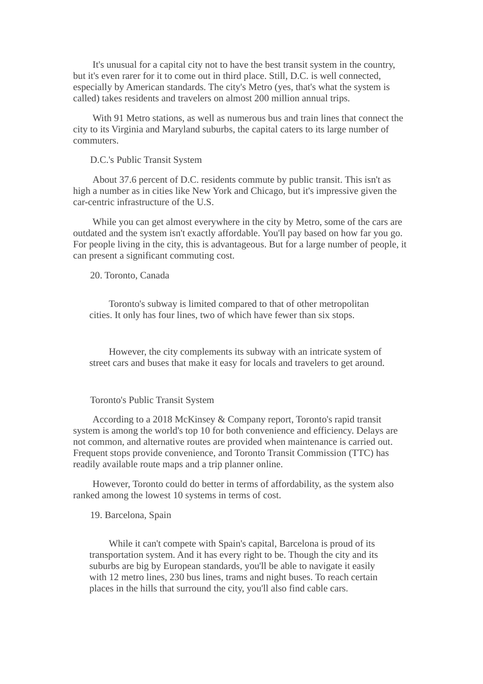 25年CH翻译学《25个拥有最佳公共交通系统的城市排名》翻译实践报告AReportontheChineseTranslationof.docx 附录1原文 a.docx_第3页