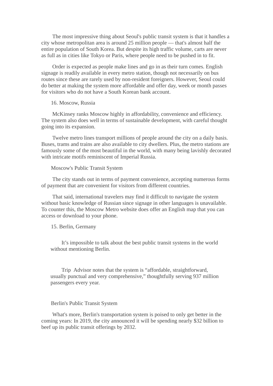 25年CH翻译学《25个拥有最佳公共交通系统的城市排名》翻译实践报告AReportontheChineseTranslationof.docx 附录1原文 a.docx_第5页