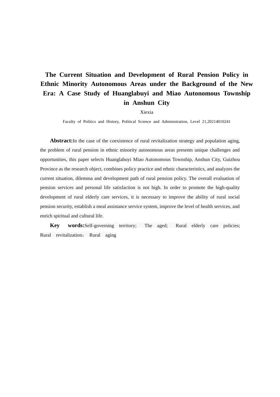 25年CH政治学与行政学 谢霞-贵州民族地区农村养老实践的困境与优化路径研究—以安顺市黄腊布依苗族乡为例-约15552字符.docx_第2页