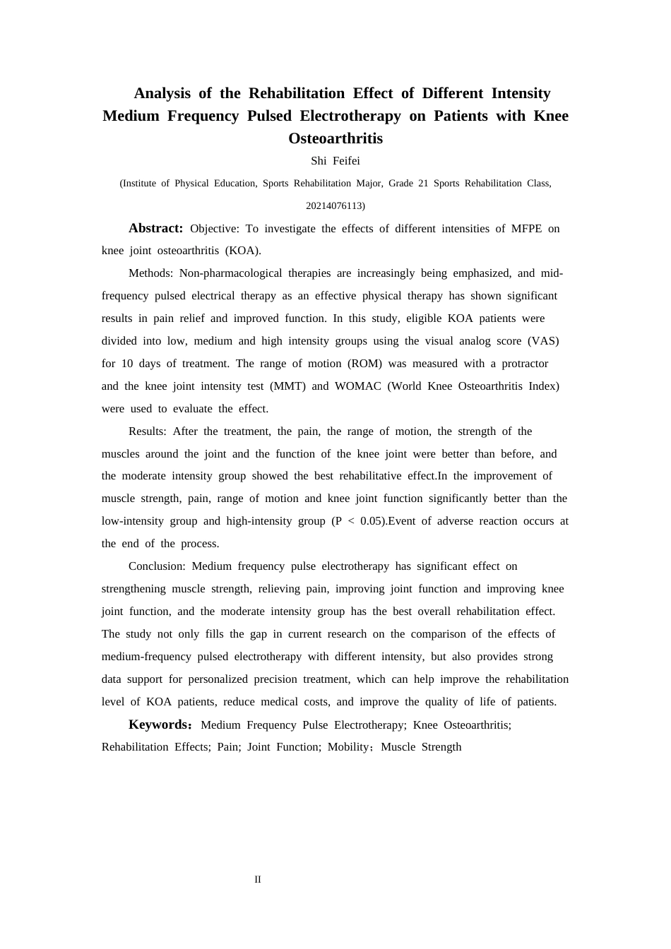 25年CH运动康复 不同强度的中频脉冲电疗对膝关节骨性关节炎患者的康复效果分析-约10325字符.docx_第4页