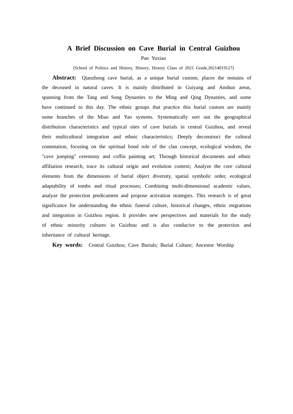 25年CH历史学-黔中洞葬略论关键词-贵州黔中；洞葬；文化内涵；祖先崇拜-约10878字符.docx_第2页