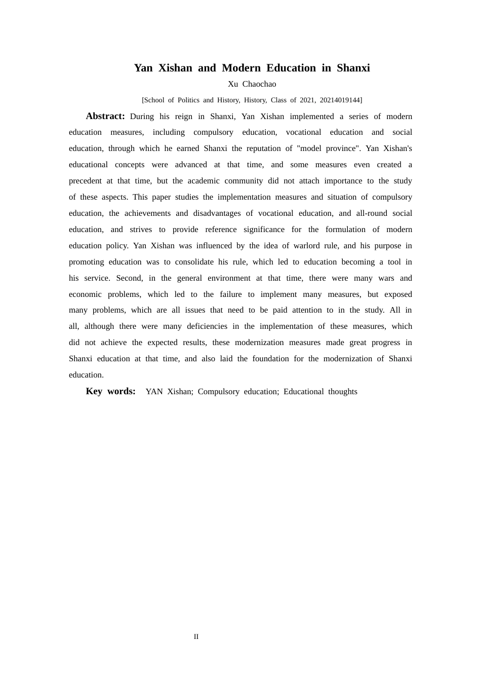 25年CH历史学-阎锡山与山西近代教育关键词-阎锡山；义务教育；教育思想-约12262字符.docx_第2页