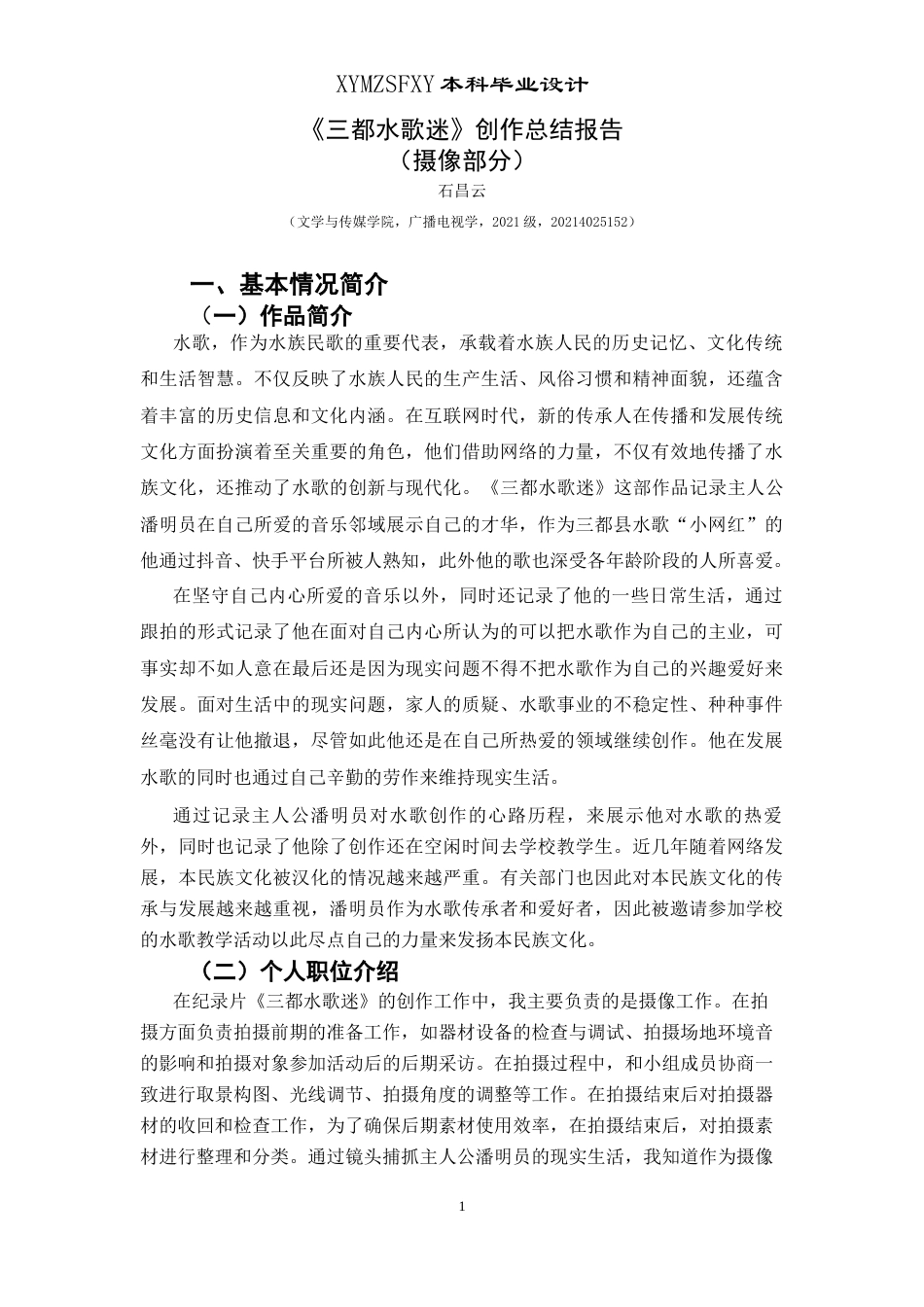 25年CH广播电视学本科 《三都水歌迷》创作总结报告（摄像部分）1-约4434字符.docx_第2页