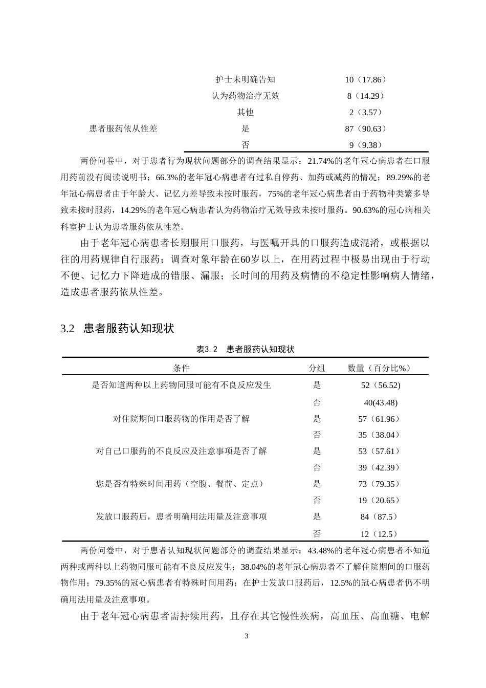 25年CH护理学  老年冠心病患者口服用药常见问题的调查研究—以曲靖市第二医院为例-约10123字符.doc_第5页