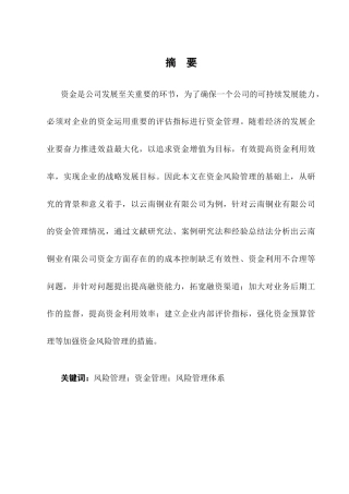 25年CH会计学-云南铜业股份有限公司资金风险管理的研究-约8634字符终版.docx