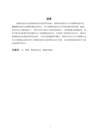 25年CH动物医学-一例犬椎间盘突出的手术治疗报告-约7139字符终版.docx