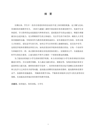 25年CH小学教育-农村地区小学生体育训练存在的问题及策略探究-约16338字符.docx