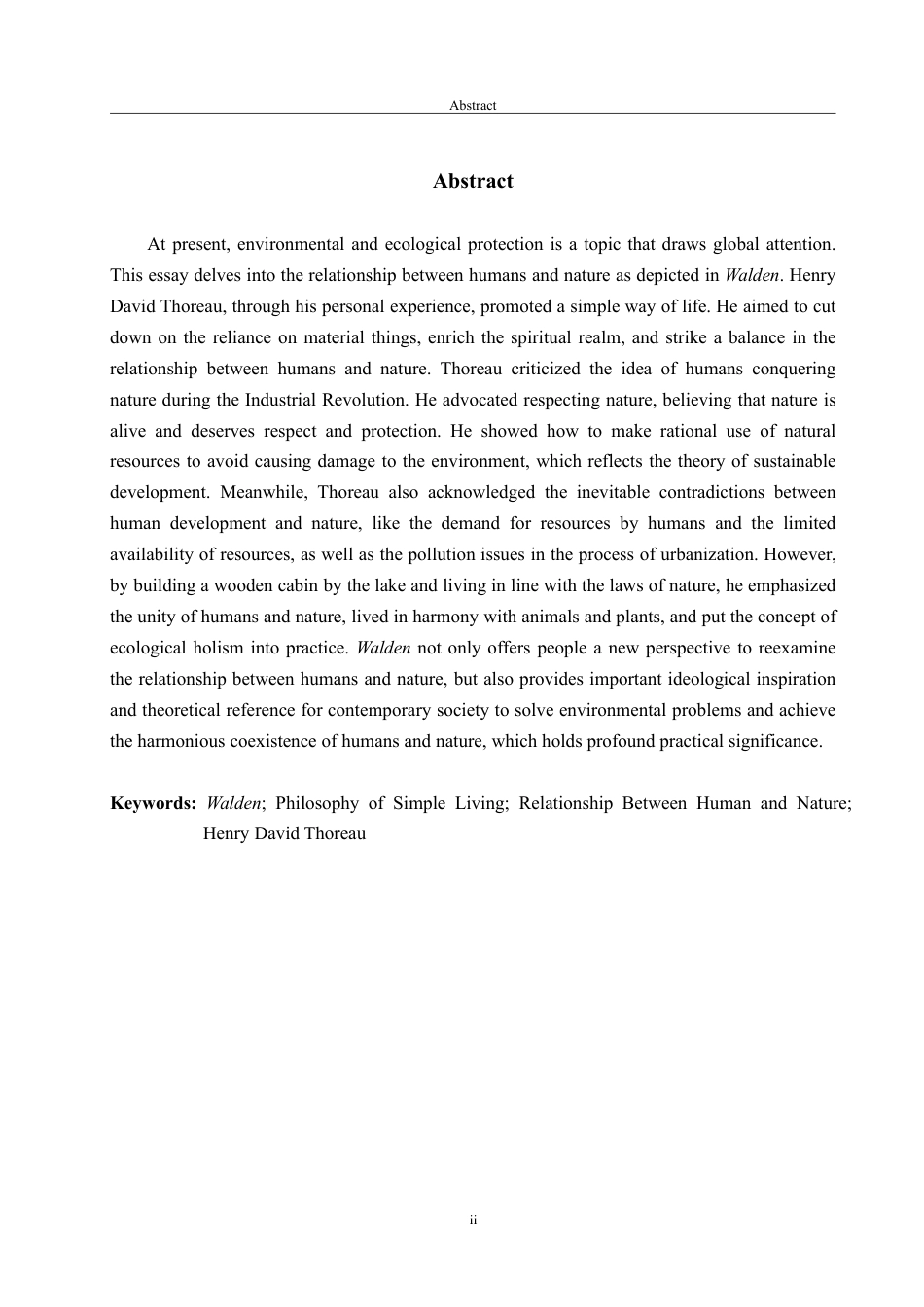 25年CH英语（跨境电商方向）-AnalysisoftheRelationshipBetweenPeopleandNatureinWaldenfromthePerspectiveofEcologicalCriticism-约34425字符.pdf_第2页