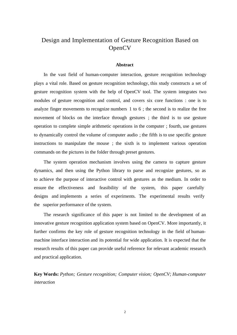 25年CH计算机科学与技术-基于OpenCV的手势识别的设计与实现-约16102字符终版.docx_第2页
