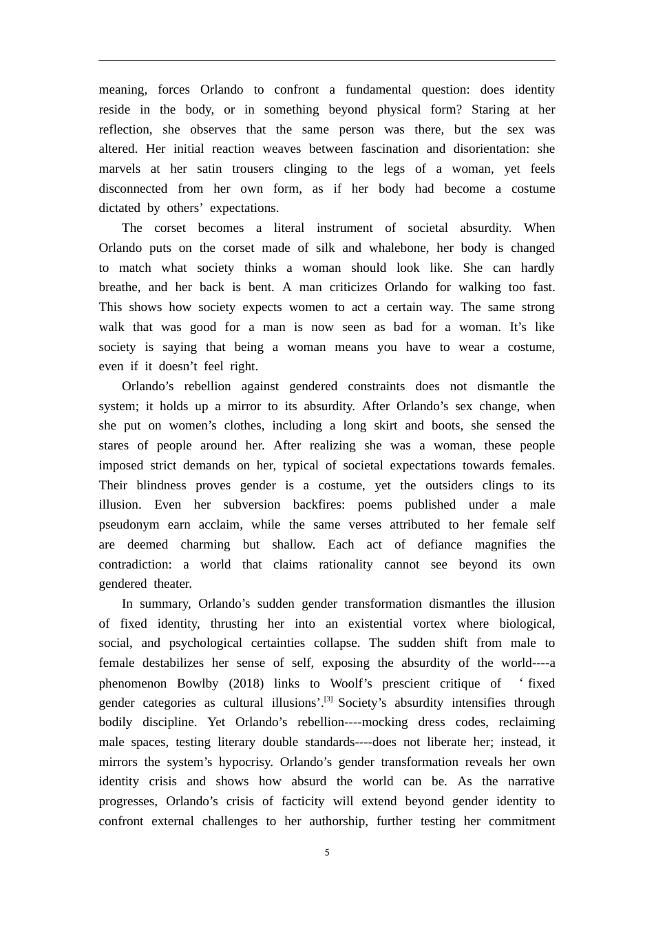 25年CH英语 AnAnalysisofOrlandosPursuitofSelf-Identity from the Perspective of Sartre’s Existentialism-约36303字符.docx_第5页