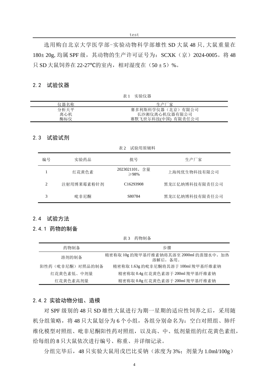 25年CH药学 红花黄色素对肺纤维化大鼠组织超氧化物歧化酶的影响-约11345字符.docx_第4页