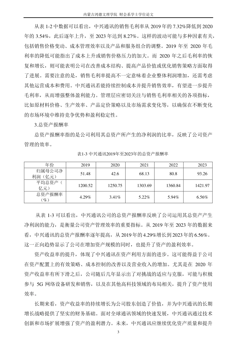 25年CH财务管理 中兴通讯公司盈利能力研究-约9368字符.pdf_第6页
