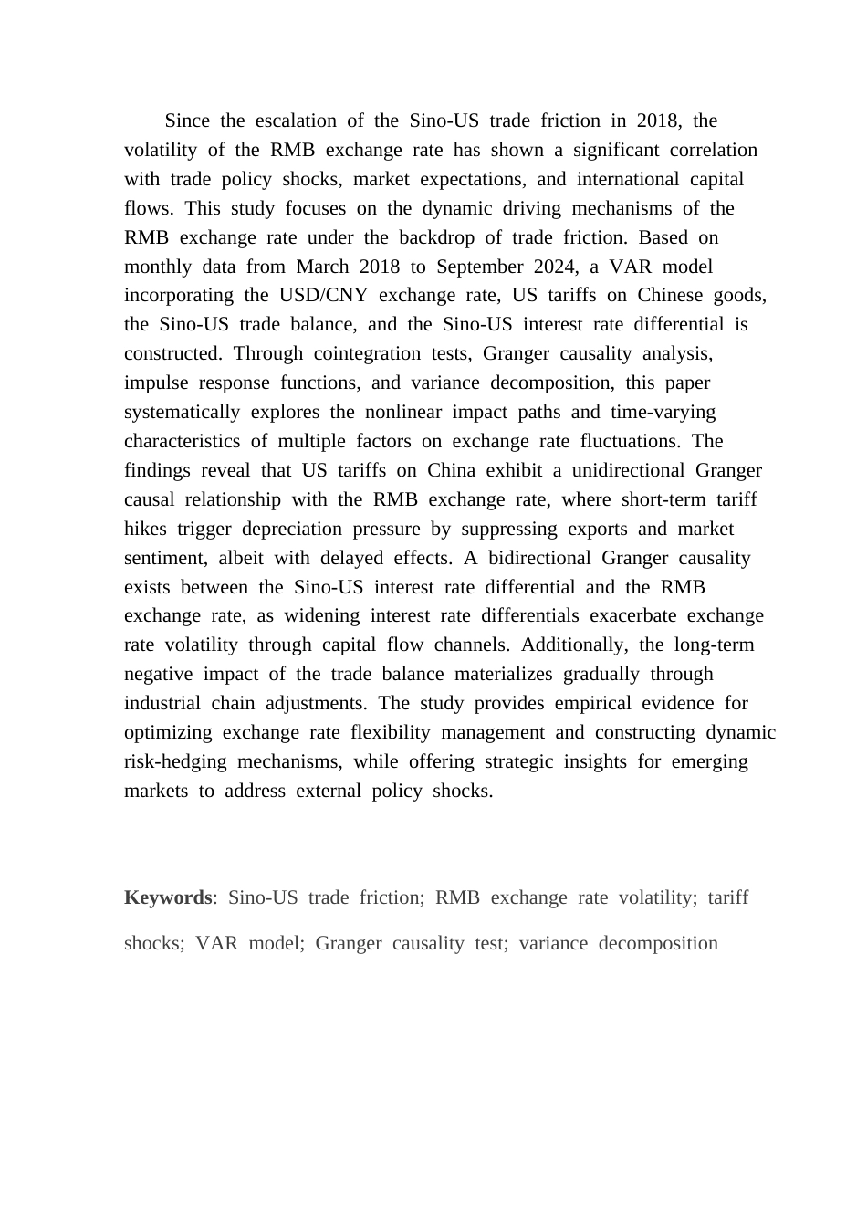 25年CH金融学-中美贸易摩擦下人民币汇率波动影响因素的实证分析-约8996字符终版.docx_第2页