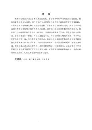 25年CH小学教育-小学初任英语教师专业发展现状研究-约22077字符终版.docx