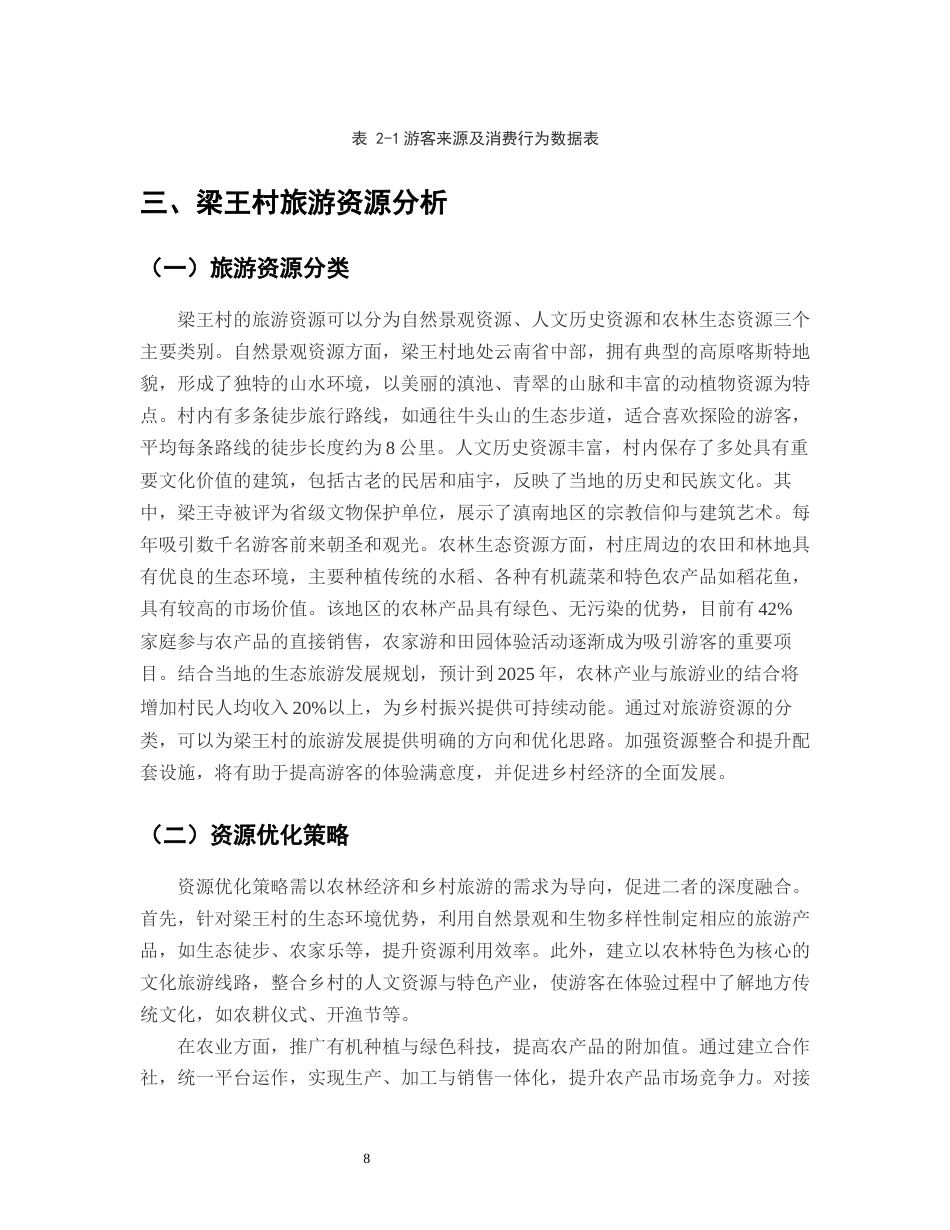 25年CH农林经济管理-乡村振兴视阈下乡村旅游资源优化与农林经济协同发展研究——以云南省晋宁区梁王村为例-约9955字符终版.docx_第8页