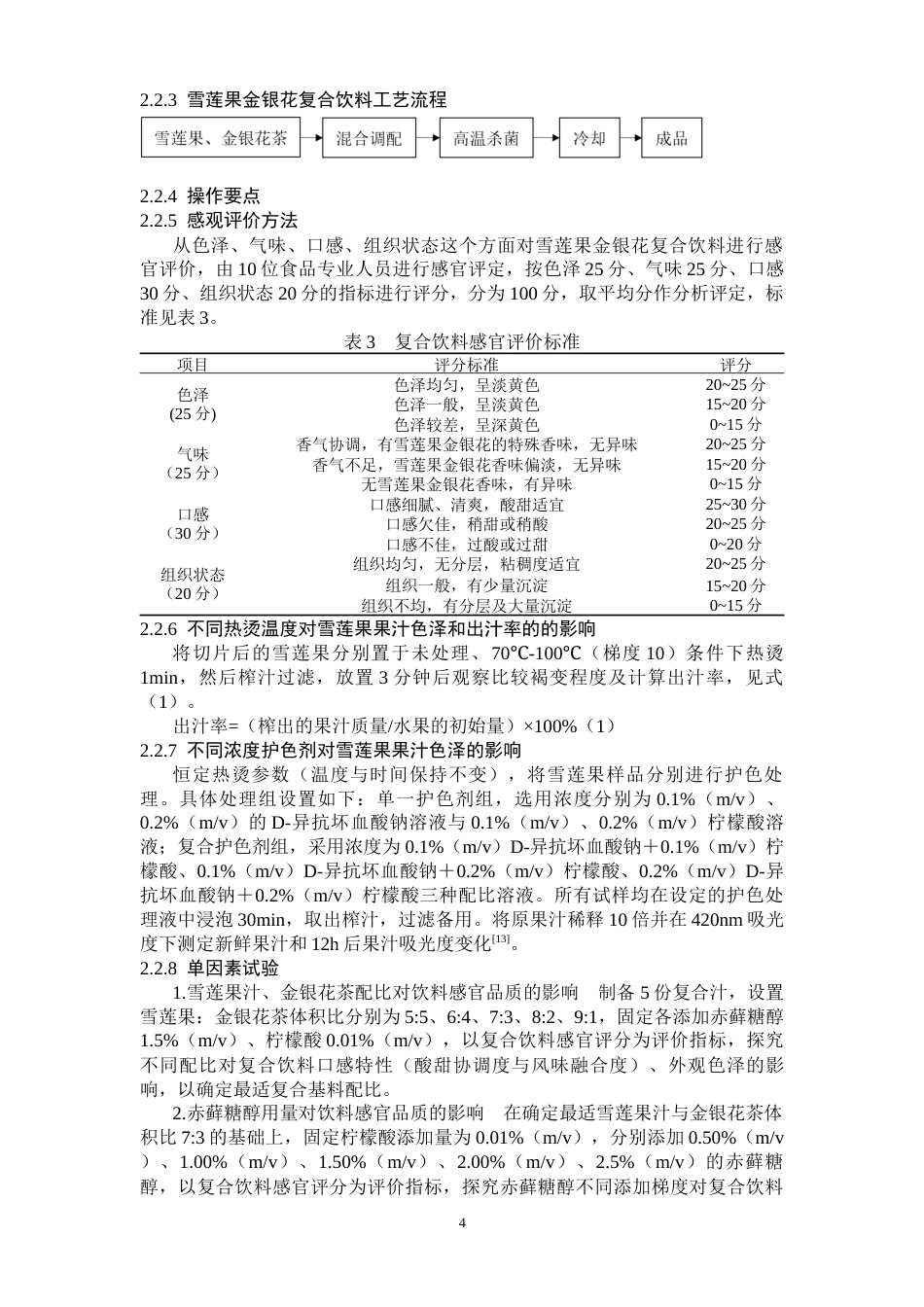 25年CH食品科学与工程 雪莲果金银花复合饮料的研制-约6793字符终版.docx_第4页