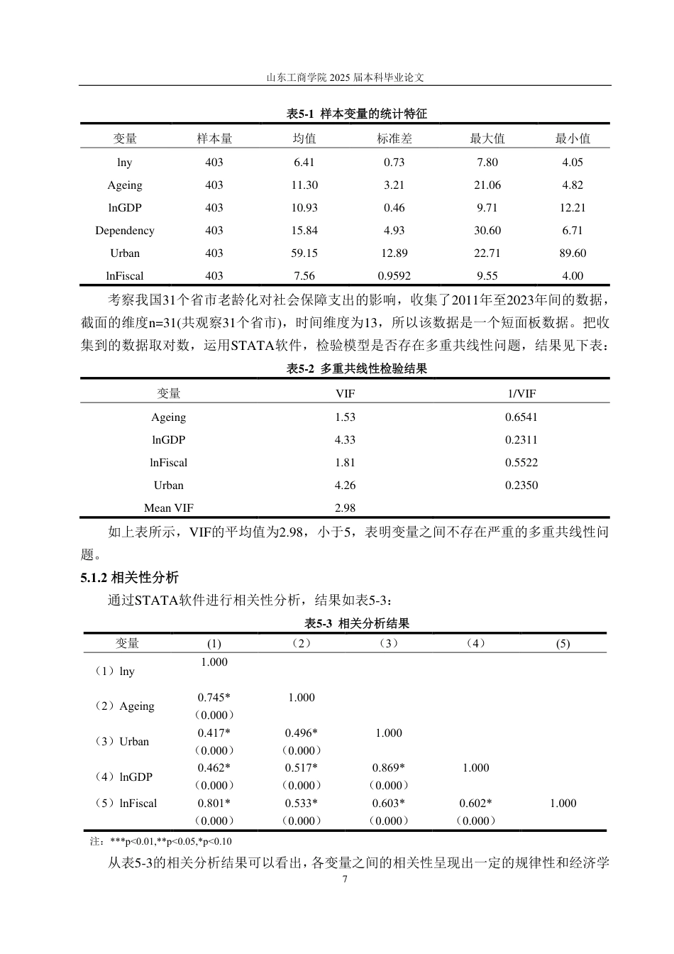 25年CH统计学（校企合作）-人口老龄化对社会保障支出的影响-约16957字符.pdf_第10页