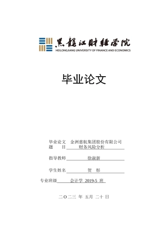 23年WP会计学-金洲慈航集团股份有限公司财务风险分析-2019510713-贺彤.docx