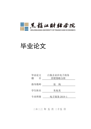 23年WP电子商务-白象企业电子商务运营的发展问题及对策-2021520219-朱旭龙.docx