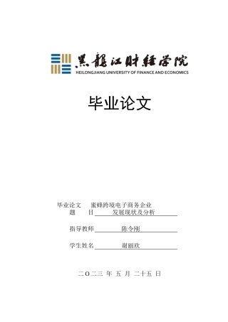 23年WP电子商务-蜜蜂跨境电子商务企业发展现状及分析-2019512377-谢丽欣.docx