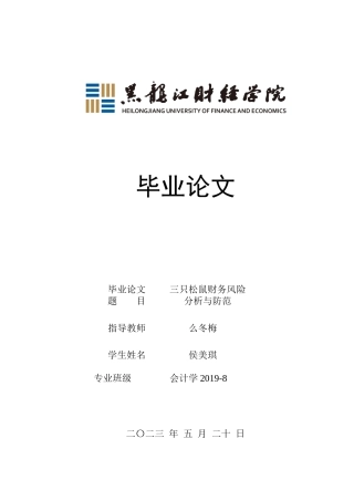 23年WP会计学-三只松鼠财务风险分析与防范-2019512753-侯美琪.docx