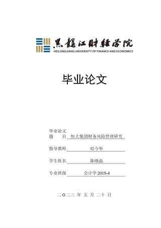 23年WP会计学-恒大集团财务风险管理研究-2019510853-陈晓磊.doc