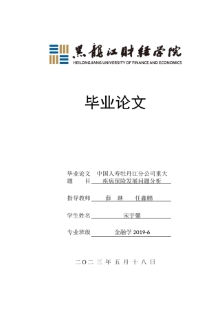 23年WP金融学-中国人寿牡丹江分公司重大疾病保险发展问题分析-2019511405-宋宇馨.doc