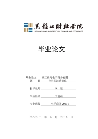 23年WP电子商务-《浙江森马电子商务有限公司的运营策略》-2019510822-李羽萌.docx