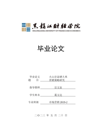 23年WP市场营销-火山岩富硒大米营销策略研究-2019511406-葛文达.doc