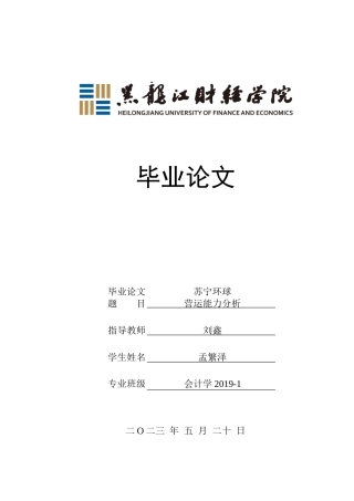 23年WP会计学-苏宁环球营运能力分析-2017510006-孟繁泽.docx