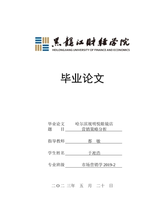 23年WP市场营销-哈尔滨视明悦眼镜店营销策略分析-2019511334-于凇浩.doc