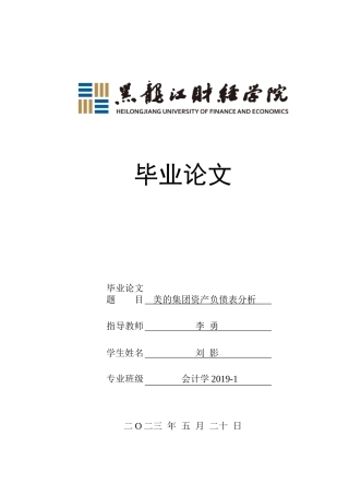 23年WP会计学-美的集团资产负债表分析-2019511972-刘影.doc