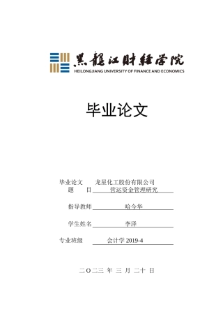 23年WP会计学-龙星化工股份有限公司营运资金管理研究-2019511768-李泽.doc