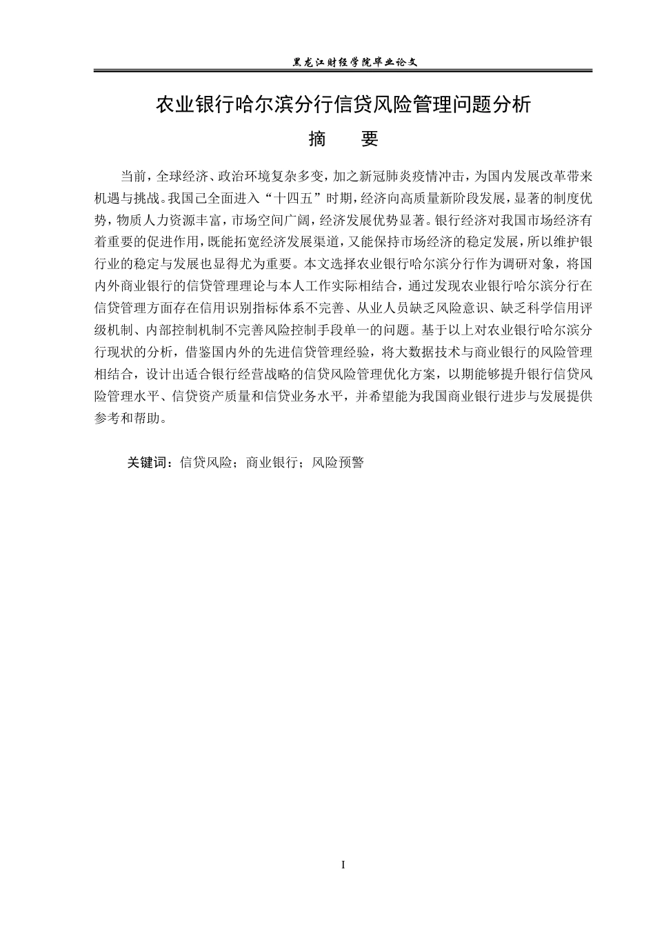 23年WP金融学-农业银行哈尔滨分行信贷风险管理问题分析-2019513184-张宝元.doc_第2页