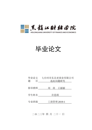 23年WP工商管理-七台河市东北亚商业有限公司选址问题研究-2019512637-许思琪.doc