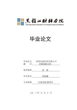 23年WP市场营销-深圳北鼎科技有限公司营销策略分析-2019510961-周海鹏.docx