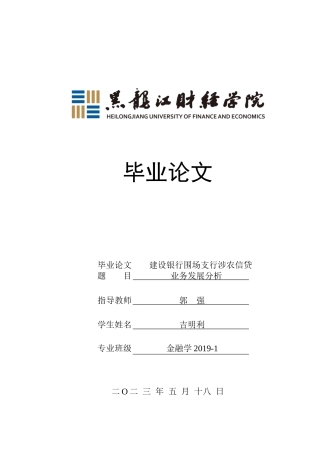 23年WP金融学-建设银行围场支行涉农信贷业务发展分析-2019510976-吉明利.docx