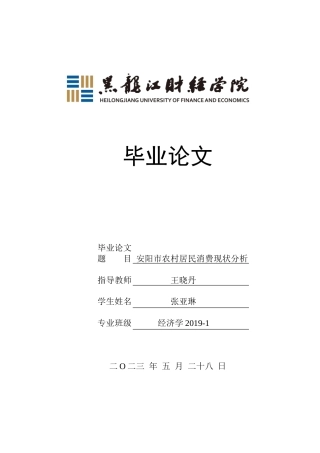 23年WP经济学-安阳市农村居民消费现状分析-2019510763-张亚琳.doc