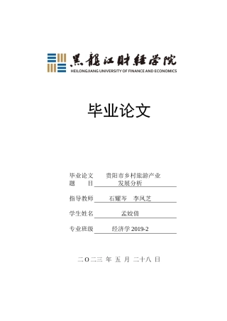 23年WP经济学-贵阳市乡村旅游产业发展分析-2019512956-孟姣倩.doc