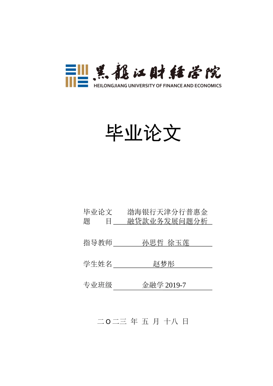 23年WP金融学-渤海银行天津分行普惠金融贷款业务发展问题分析-2019510709-赵梦彤.docx_第1页